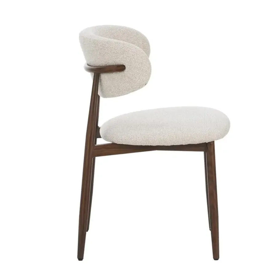 Eetkamerstoelen-Furnihaus Celia Eetkamerstoelen Set van 4 Beige Walnoot