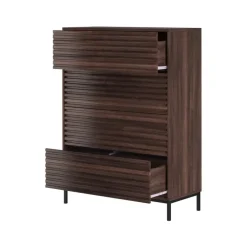 Ladekasten|Ladekasten-Loft24 Celine - Commode met 4 laden in walnoot spaanplaat