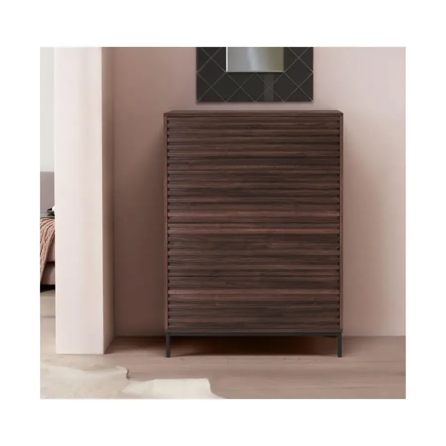 Ladekasten|Ladekasten-Loft24 Celine - Commode met 4 laden in walnoot spaanplaat