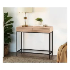 Loft24 Celine - Consoletafel met 2 laden eiken spaanplaat