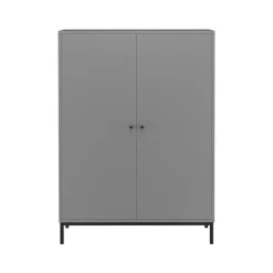 Wandkasten-Loft24 Celine - Hoge kast met 2 grijze spaanplaatdeuren