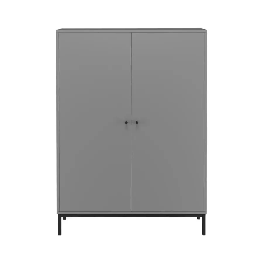 Wandkasten-Loft24 Celine - Hoge kast met 2 grijze spaanplaatdeuren