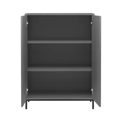 Wandkasten-Loft24 Celine - Hoge kast met 2 grijze spaanplaatdeuren