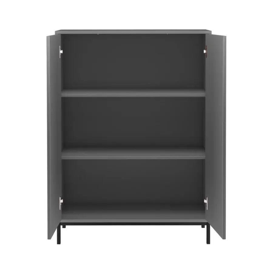 Wandkasten-Loft24 Celine - Hoge kast met 2 grijze spaanplaatdeuren