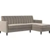 Dorel Home Celine - 3-zits hoekslaapbank met opbergruimte in taupe fluweel