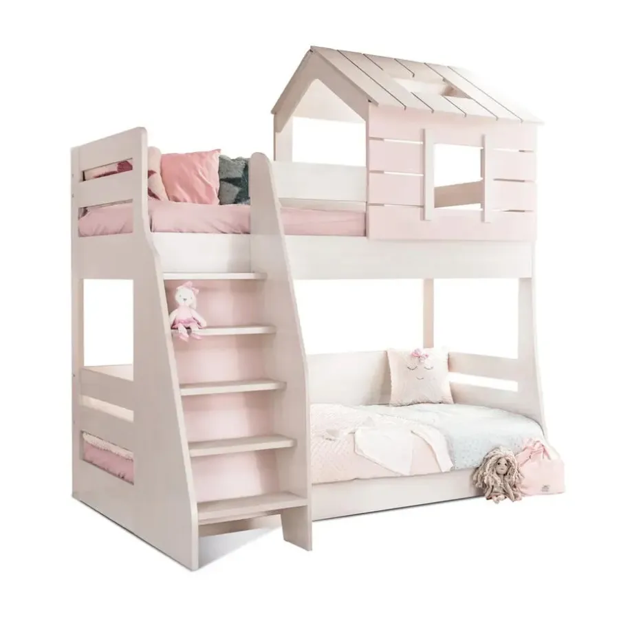 Merkloos Cento Pink stapelbed bedhuisje meisjeskamer 200x90 - 200x100 cm