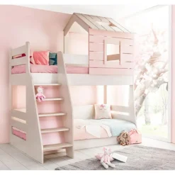 Merkloos Cento Pink stapelbed bedhuisje meisjeskamer 200x90 - 200x100 cm