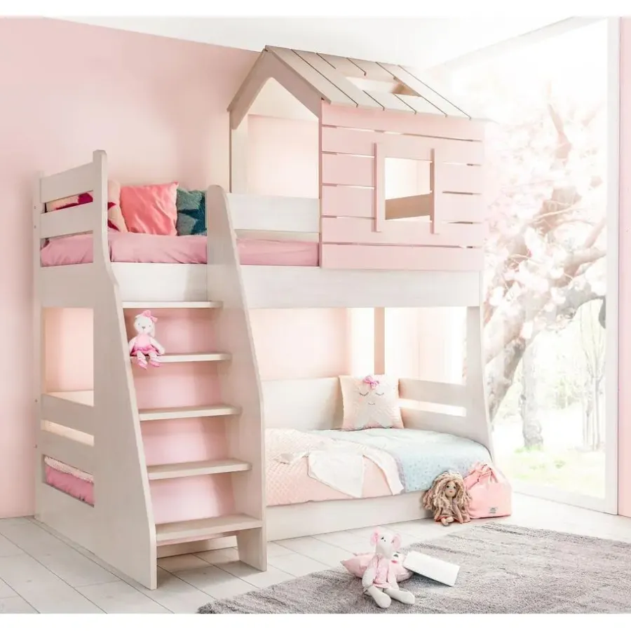 Merkloos Cento Pink stapelbed bedhuisje meisjeskamer 200x90 - 200x100 cm