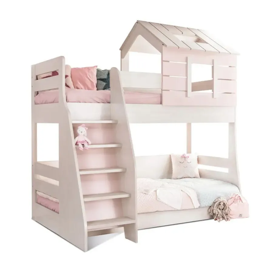 Merkloos Cento Pink stapelbed bedhuisje meisjeskamer 200x90 - 200x100 cm