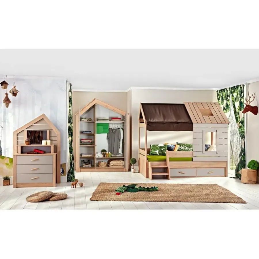 Merkloos Cento stapelbed bedhuisje kinderkamer 200x90 - 200x100 cm