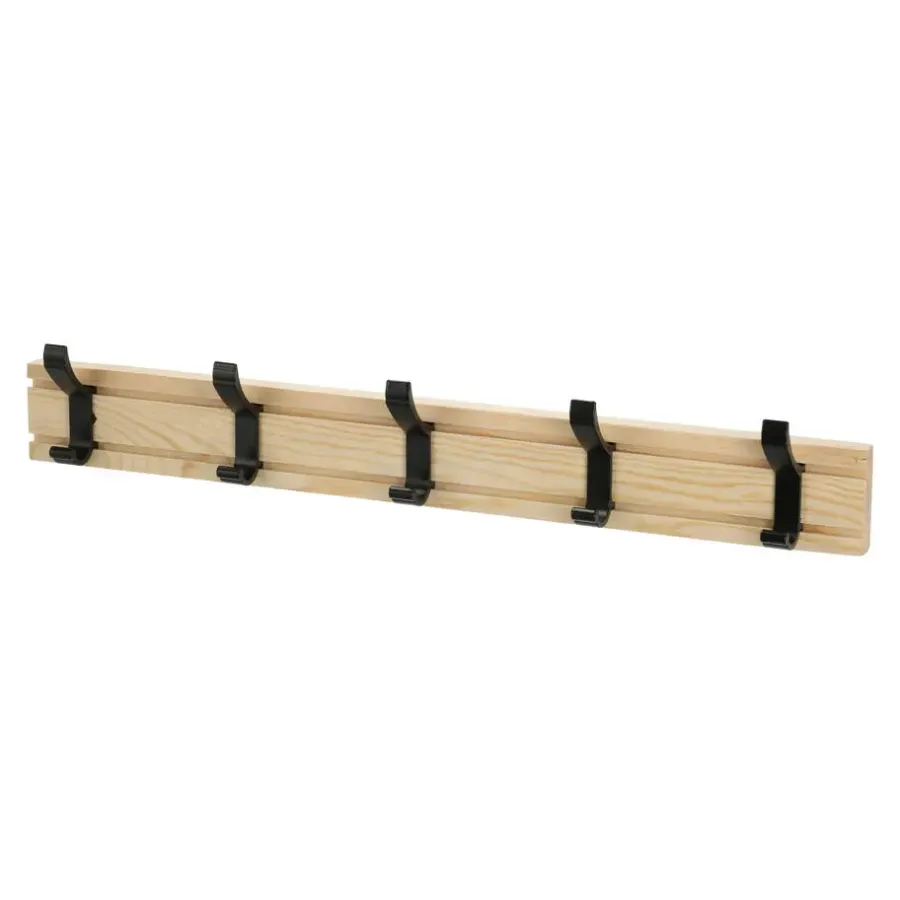 Cepewa Kapstok rek wand/muur - lichtbruin - 5 ophanghaken - 50 cm