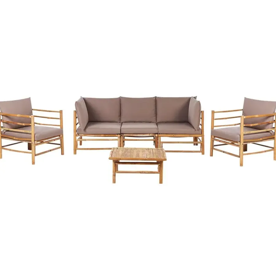 Beliani CERRETO - Loungeset 5-zits - Taupe - Bamboe