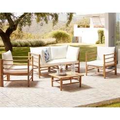 Beliani CERRETO - Loungeset 4-zits - Wit - Bamboehout