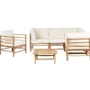 Beliani CERRETO - Loungeset 6-zits hoekbank - Wit - Bamboehout