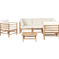 Beliani CERRETO - Loungeset 6-zits hoekbank - Wit - Bamboehout