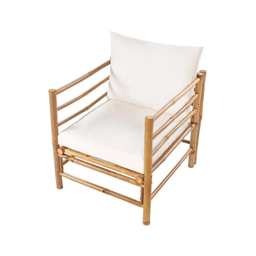 Beliani CERRETO - Loungeset 6-zits hoekbank - Wit - Bamboehout