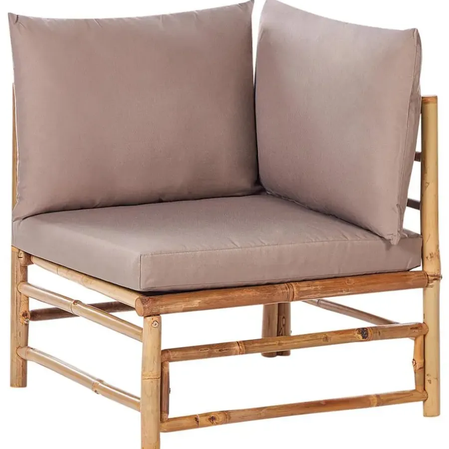 Beliani CERRETO - Loungeset 5-zits hoekbank - Taupe - Bamboehout