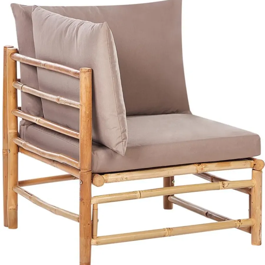 Beliani CERRETO - Loungeset 5-zits hoekbank - Taupe - Bamboehout