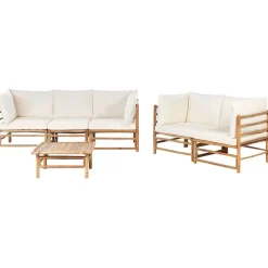 Beliani CERRETO - Loungeset 5-zits met salontafel - Wit - Bamboehout