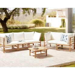 Beliani CERRETO - Loungeset 5-zits met salontafel - Wit - Bamboehout