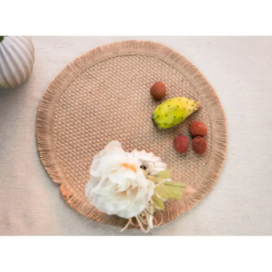 Placemats-Chaks Placemat - D38 cm - gevlochten - beige - bohemian
