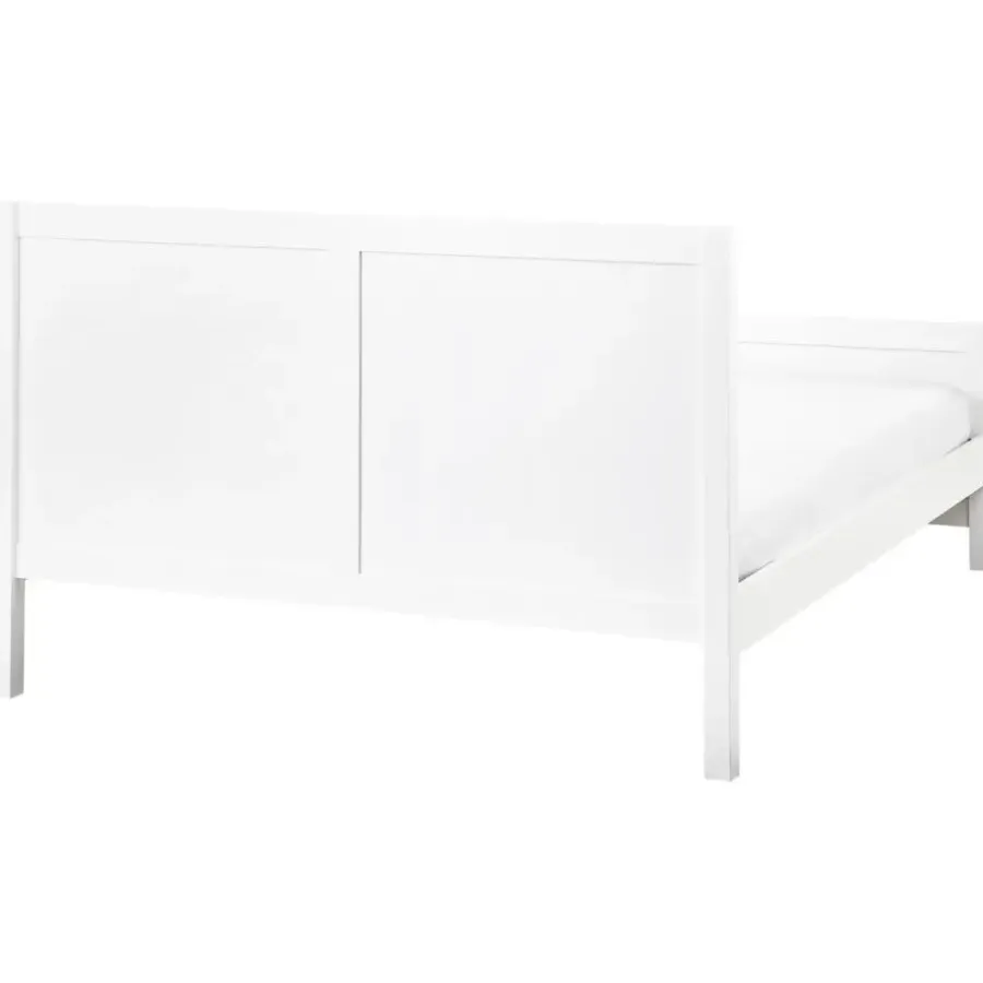 Twijfelaars-Beliani CHAMPAGNAT - Tweepersoonsbed - Wit - 140 x 200 cm - Rubberhout