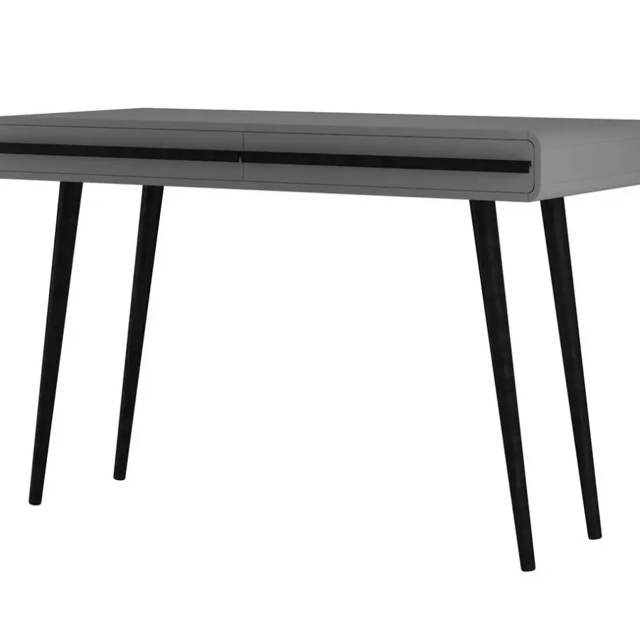 Loft24 Chantal - Bureau met 2 laden grijs en zwart spaanplaat