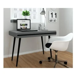 Loft24 Chantal - Bureau met 2 laden grijs en zwart spaanplaat