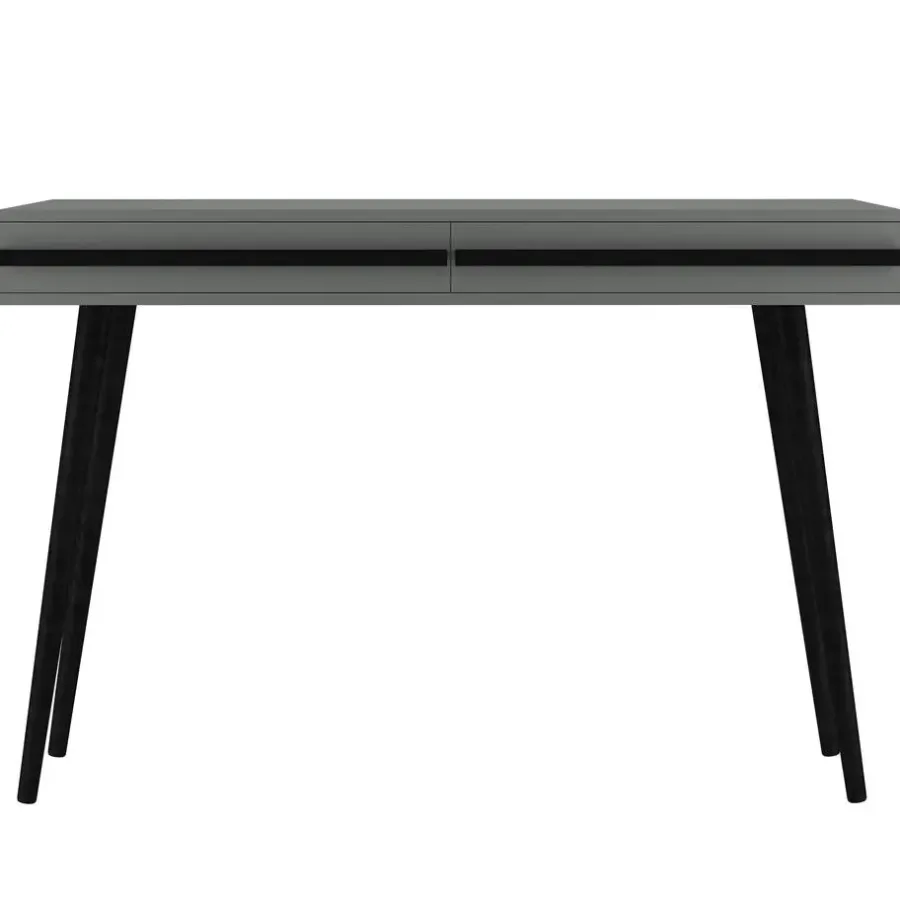 Loft24 Chantal - Bureau met 2 laden grijs en zwart spaanplaat