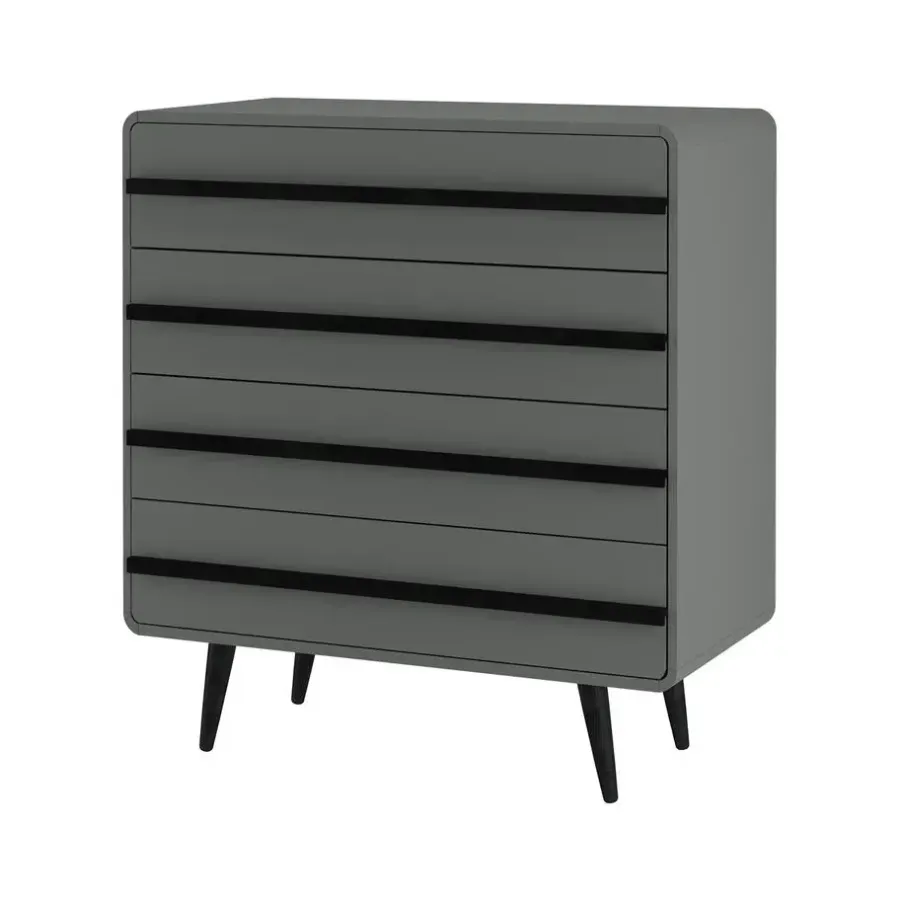 Loft24 Chantal - Commode met 4 laden in grijszwarte spaanplaat