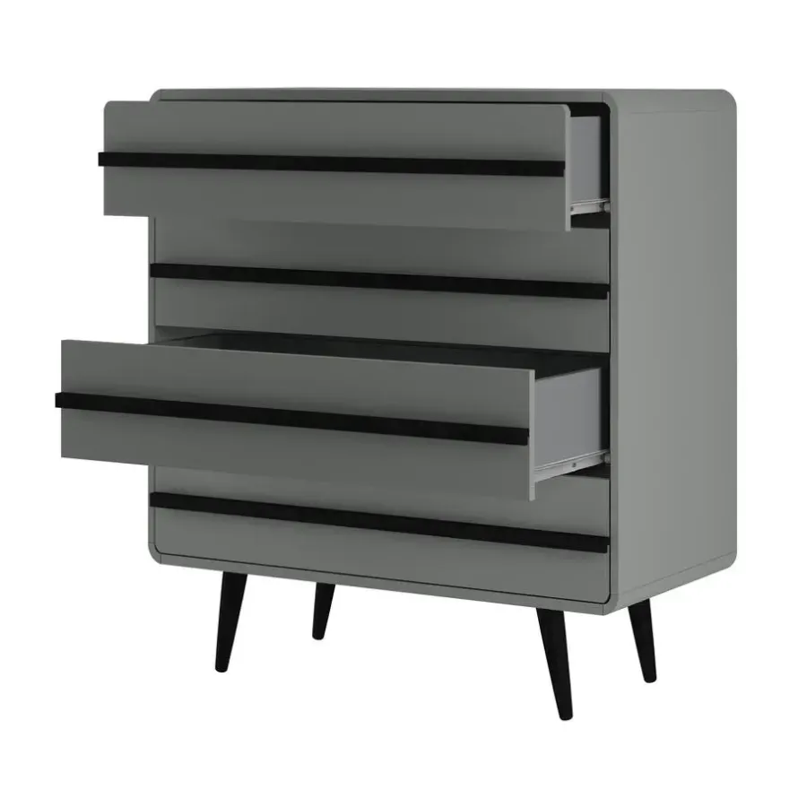 Loft24 Chantal - Commode met 4 laden in grijszwarte spaanplaat