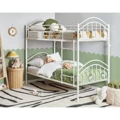 Beliani CHARTRES - Stapelbed - Wit - 90 x 200 cm - Metaal