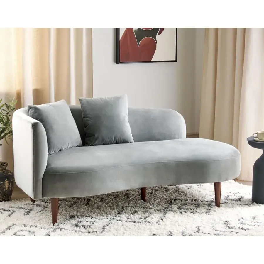 Beliani CHAUMONT - Chaise longue - Lichtgrijs - Linkerzijde - Fluweel