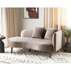 Loveseats-Beliani CHAUMONT - Chaise longue - Taupe - Rechterzijde - Fluweel