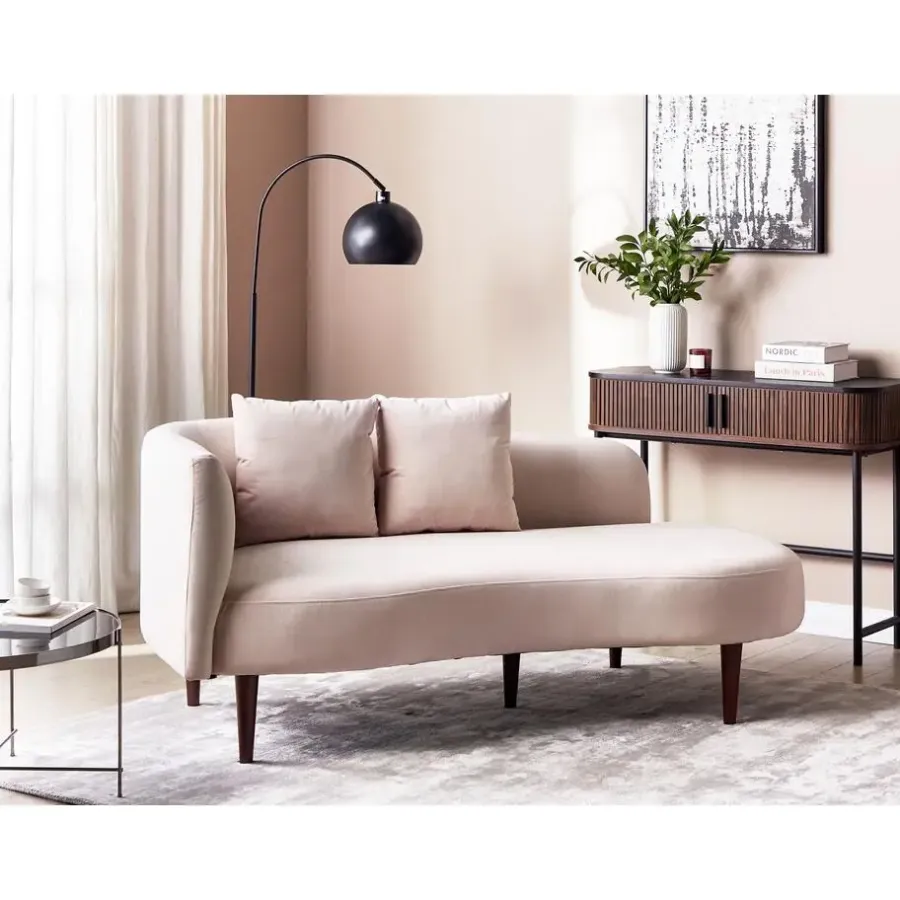 Loveseats-Beliani CHAUMONT - Chaise longue - Roze - Rechterzijde - Fluweel