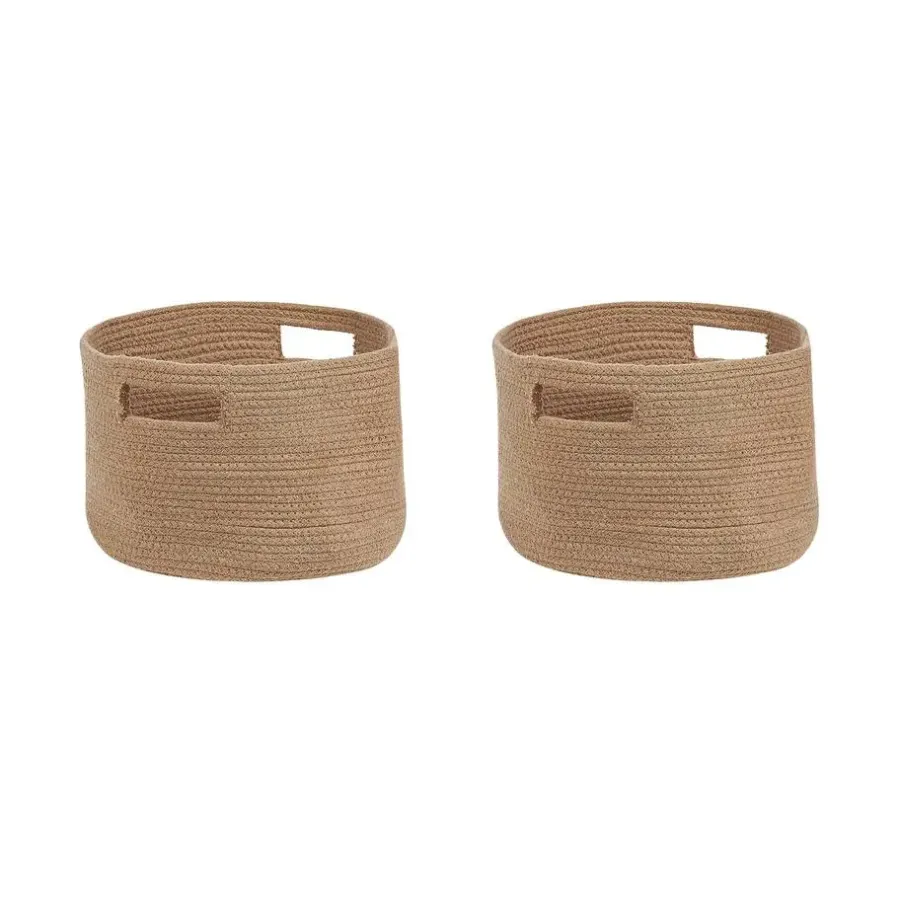 Opbergmanden-Beliani CHINIOT - Mand set van 2 - Beige - Katoen
