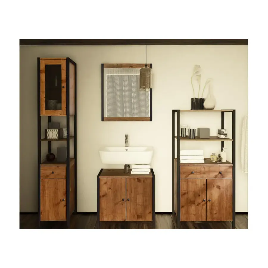 Loft24 Chris - Badmeubel 61 cm 2-deurs eiken/zwart