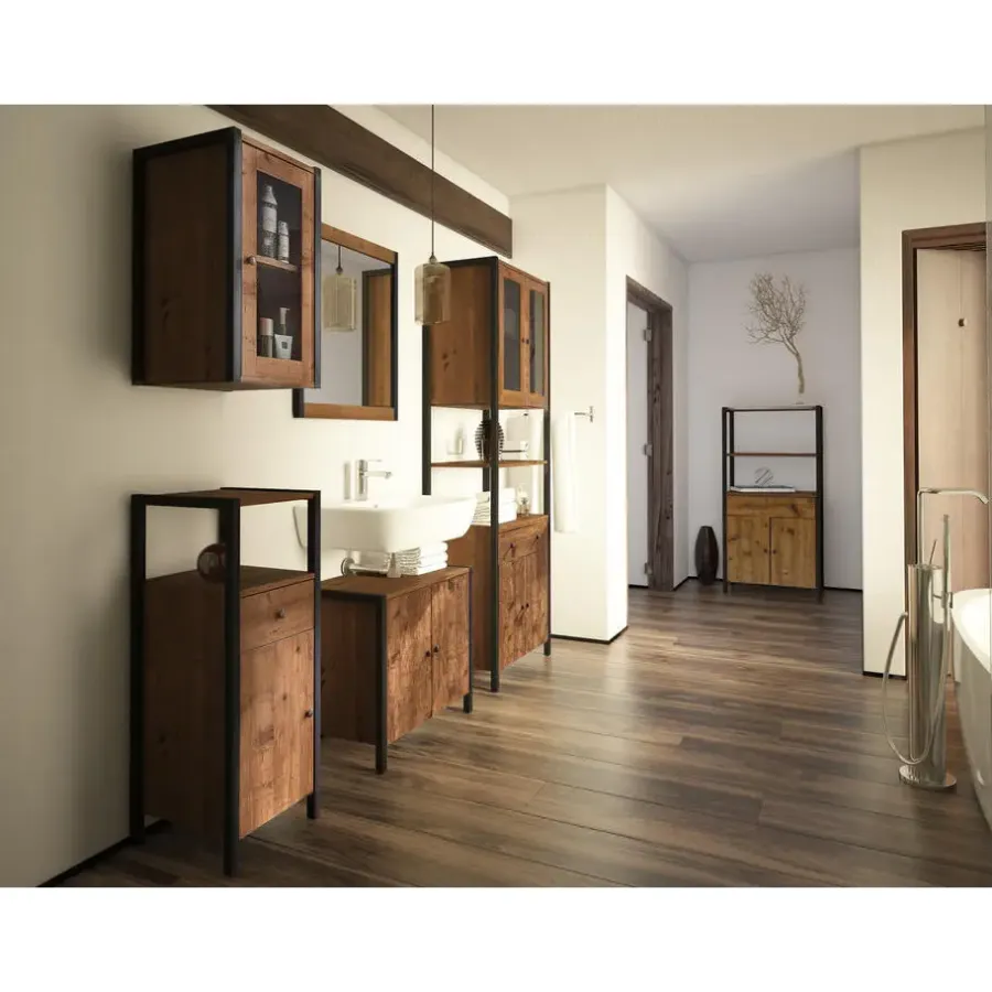 Loft24 Chris - Badmeubel 61 cm 2-deurs eiken/zwart