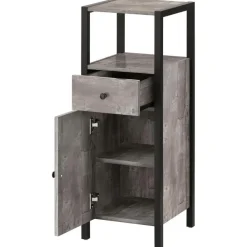 Hoge Kasten-Loft24 Chris - Kast met 1 lade en 2 zwarte spaanplaatdeuren