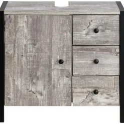 Loft24 Chris - Onderkast 3 laden 1 deur beton/zwarte spaanplaat 60 cm