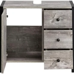 Loft24 Chris - Onderkast 3 laden 1 deur beton/zwarte spaanplaat 60 cm