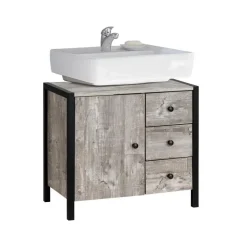 Loft24 Chris - Onderkast 3 laden 1 deur beton/zwarte spaanplaat 60 cm