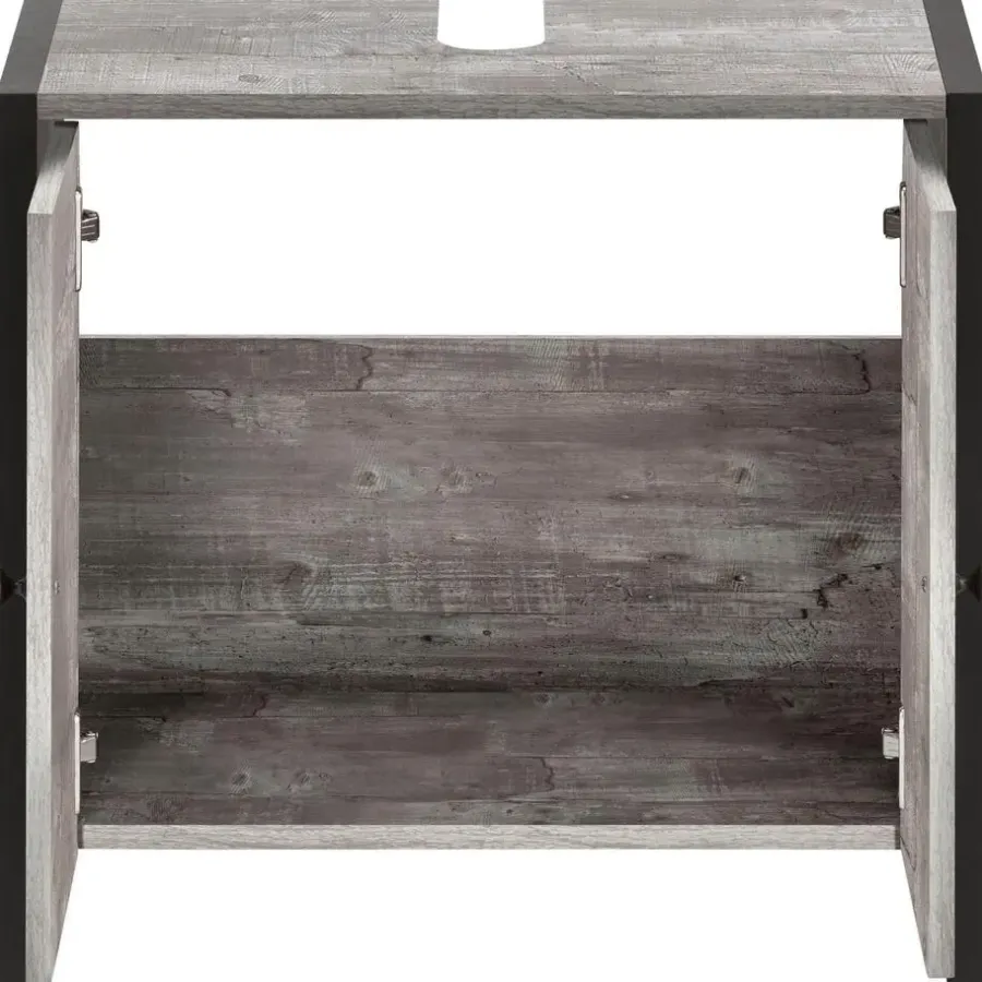 Loft24 Chris - Onderkast met 2 deuren van beton/zwarte spaanplaat 60 cm