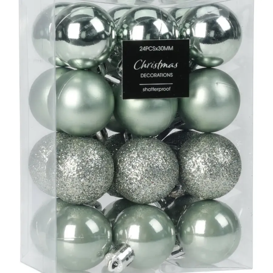 Kerstballen|Kerstdecoratie-Christmas Decoration Kerstballen - 16x - groen - 5 cm - kunststof