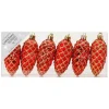Inge-glas Christmas goods Kersthangers - 6x - dennenappels - rood - 9 cm