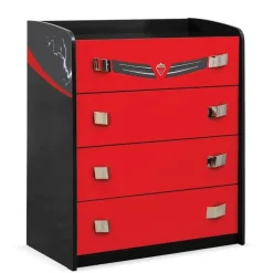 Leen Bakker Cilek - Champion Racer - Commode - Kinderladekast - Auto - 42x74x87 cm - Rood