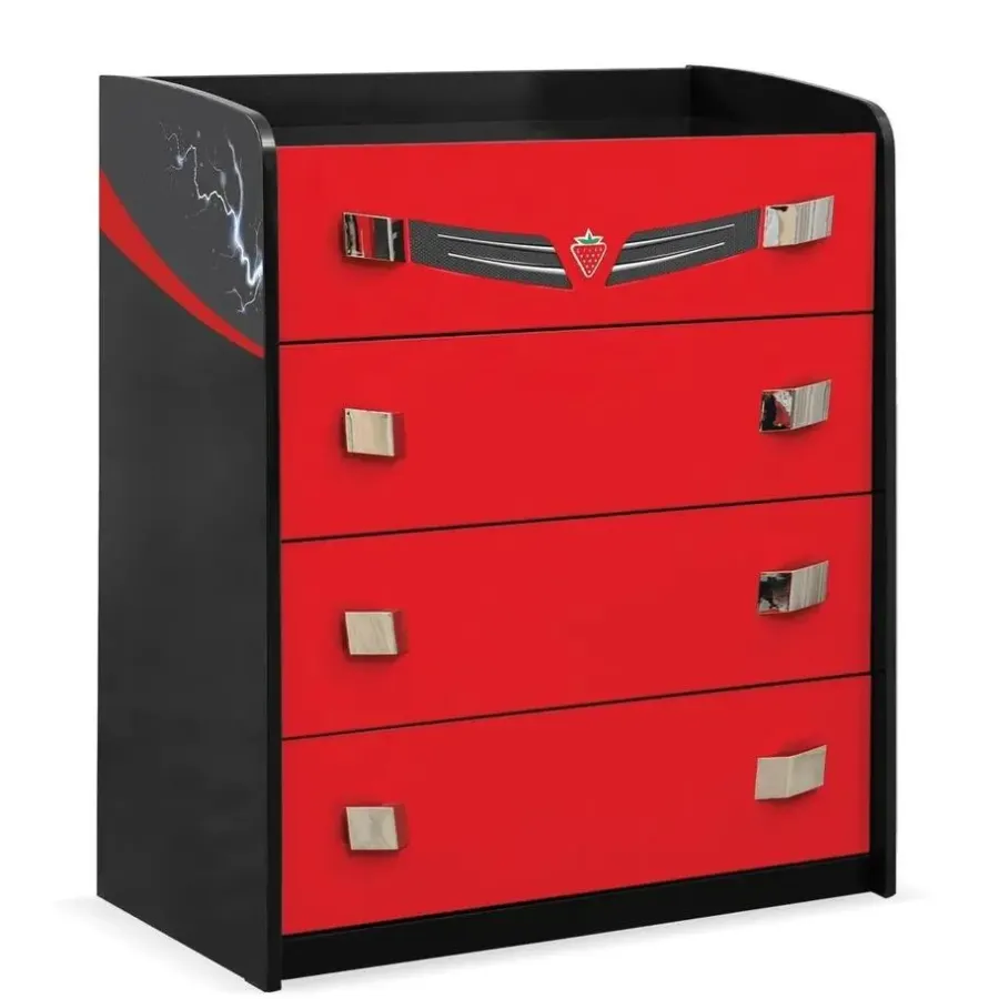 Leen Bakker Cilek - Champion Racer - Commode - Kinderladekast - Auto - 42x74x87 cm - Rood