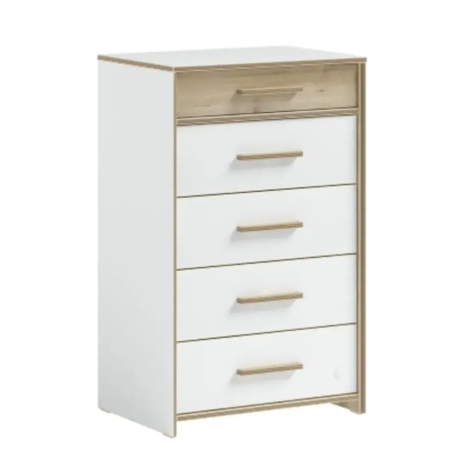 Leen Bakker Cilek Modera hoge ladekast wit houtlook