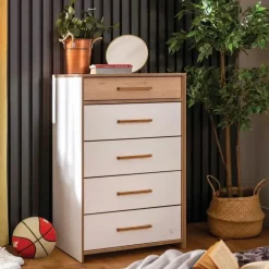 Leen Bakker Cilek Modera hoge ladekast wit houtlook