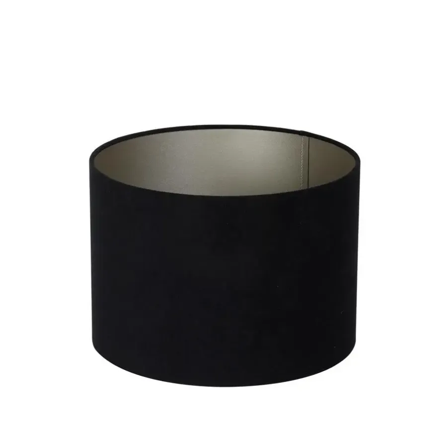 Lampenkappen-Light & Living Cilinder Lampenkap Velours - Zwart - Ø40x30cm